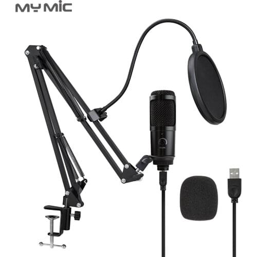 My Mic BM009UX Professional Condenser Recording Studio USB Microphone With Stand For Computer