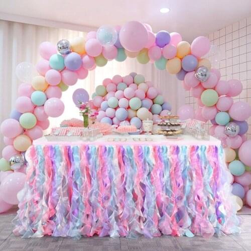 Rainbow Table Skirt Baby Shower Decorations Wedding Birthday Table Skirting Home Baking Dinnerware Tableware Cake Table Tutu