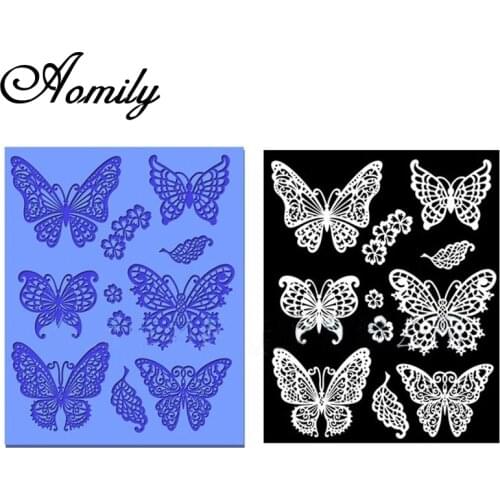 Aomily Silicone Butterflies Lace Mat Pad Lace Cake Fondant Mold Butterfly Mousse Cake Kitchen DIY Baking Decorating Bakeware