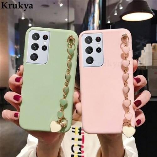 Heart Bracelet Case For Samsung Galaxy S21 Ultra Plus S9 S10 S20 FE Note 10 Lite 9 20 Silicone Soft Cover