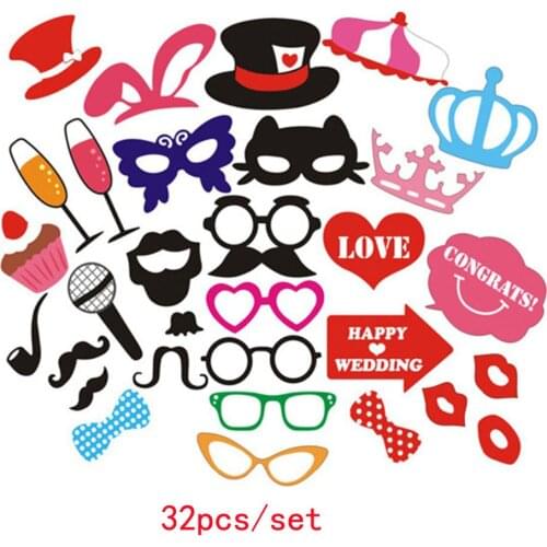 Happy Wedding DIY Decoration Photo Booth Props Funny Mask Glasses Mustache Lip On A Stick For Wedding Birthday Party Supplies