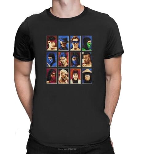 Vintage Mortal Kombat II Tees Genesis Character Select 16 Bit T Shirt Retro Gamer Collage T-Shirts Men Party Clothing