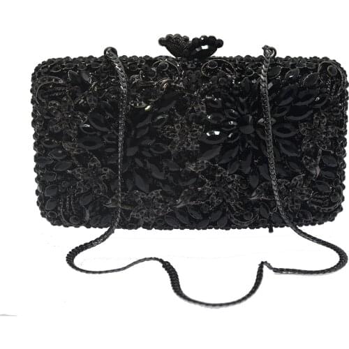 XIYUAN Luxury Women Crystal black Clutch purse Ladies New Designs Handbags Crystal Clutches Designs Handbags Crossbody Bags