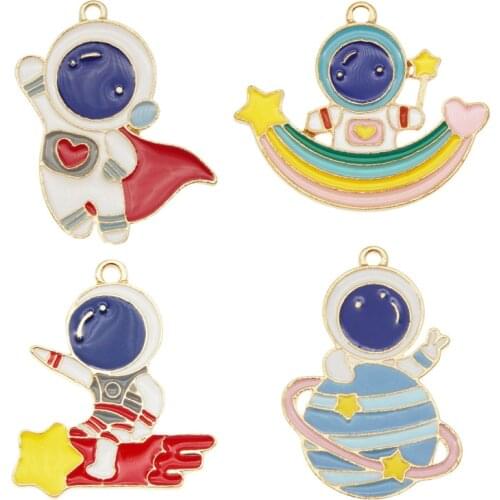 4pcs/pcs Mix Color Enamel Alloy Charms Craft Bracelet Accessories Universe Earrings Funny pendants dangle Earrings Jewelry Fine