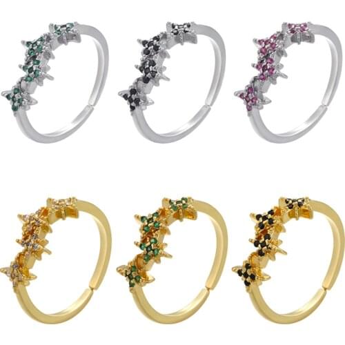 ZHUKOU 2021 NEW Gold/Silver color Irregular Lightning Ring crystal Couple adjustable ring Fashion jewelry wholesale VJ71
