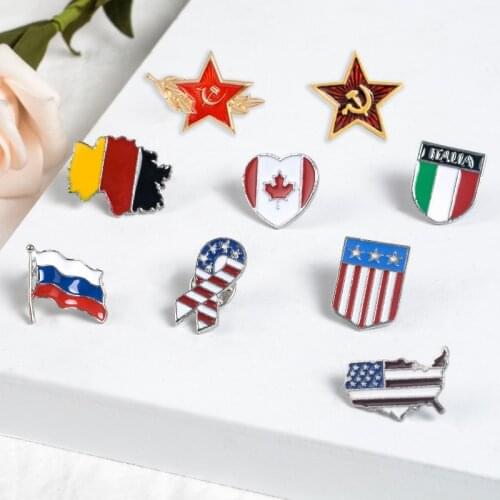 National flag pin Russian Italia United States Germany flags Lapel pins badges Stars and stripes brooches jewelry gift wholesal
