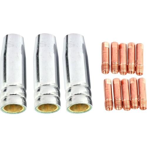 13Pcs CO2 Mig Welding Torch Aircooled MB 15AK Contact Tip Holder Gas Nozzle 0.8mm Welder Shield Shroud Nozzle Tip Kit