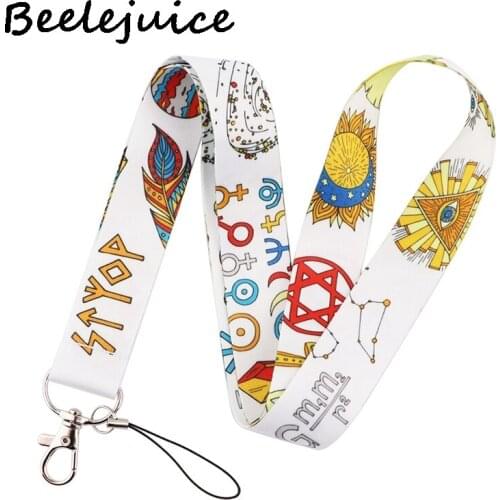 24pcs Egyptian Celestial Bodies Lanyard Keys Phone Holder Funny Neck Strap Keyring ID Card DIY Animal webbings ribbons Hang Rope