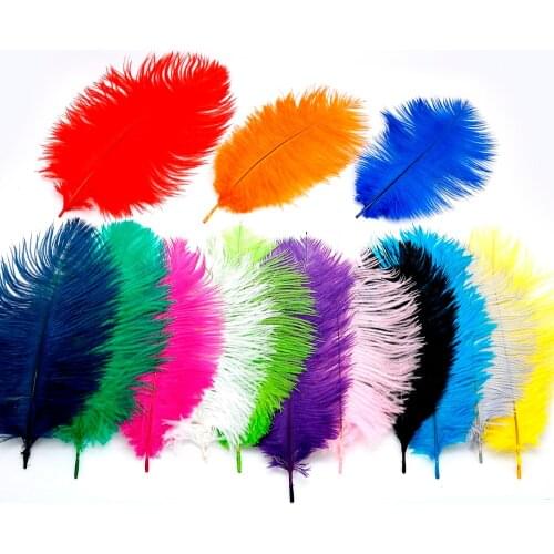 50PCS Ostrich Feather 20-25cm(8-10") Wedding Bouquet Decoration Party Plumage Celebration Crafts Cap Jewelry Earrings Vase DIY
