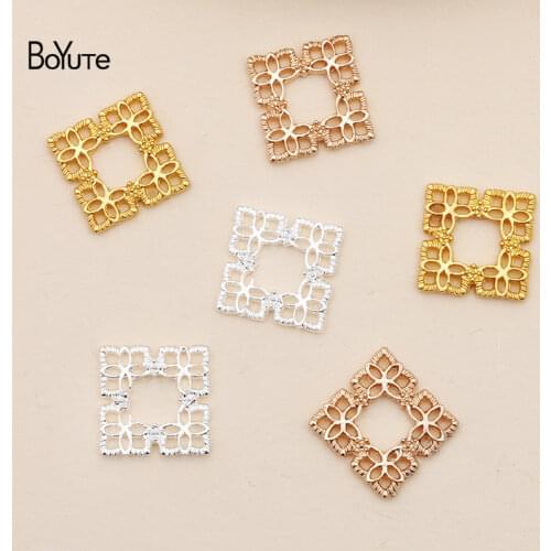BoYuTe (100 Pieces/Lot) 15*15MM Metal Alloy Hollow Square Hand Made Materials DIY Hair Jewelry Accessories