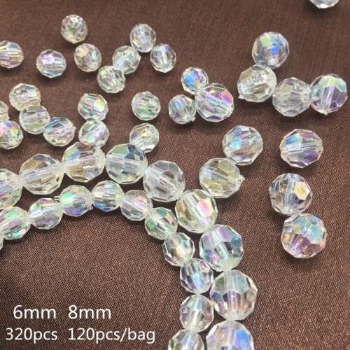 Acrylic Transparent AB Rainbow section Beads Bride hair DIY Beads For Jewelry Making Handmade Crafts Accessories 6 8mm