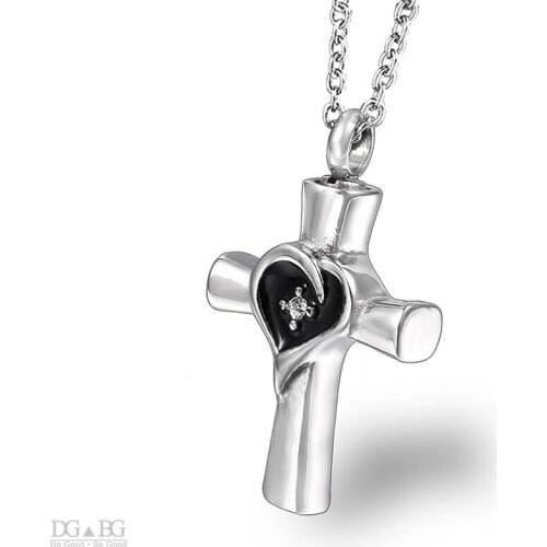 Jesus Cross Urn Necklace Cremation Dog Caskets Keepsake Classic Style Memorial Container Jar Corss Pendant Openable Locket