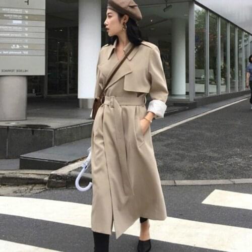 Spring autumn female trench coat women clothes 2020 Loose Outerwear Woman Worker Streetwear Long windbreaker with belt