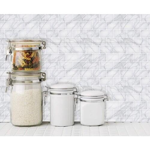 Home Waterproof Self Adhesive Vinyl Wall Tile Peel and Stick Backsplash Kitchen Bathroom Tiles 1-Sheet (12"X 12"Grey Marble)