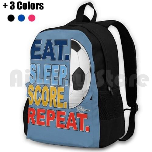 Eat Sleep Score Repeat Football Fan Colours Outdoor Hiking Backpack Waterproof Camping Travel Ruftup Football Team City Soccer