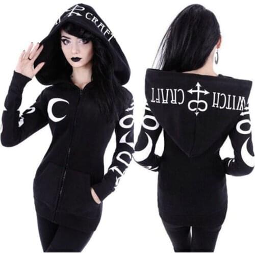 Hirigin New Brand New Women Punk Gothic Witch Vampire Hooded Coats Long Sleeve Sport O-Neck Hoodies Halloween