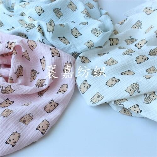 Cotton Crepe Cartoon Bubble Yarn Infant Double Gauze Blanket Cloth Pajamas Fabric