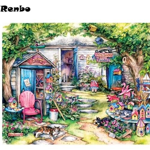 Garden/house diy diamond painting full square mosaic picture of rhinestones cross-stitch christmas gifts Diamond embroidery sale