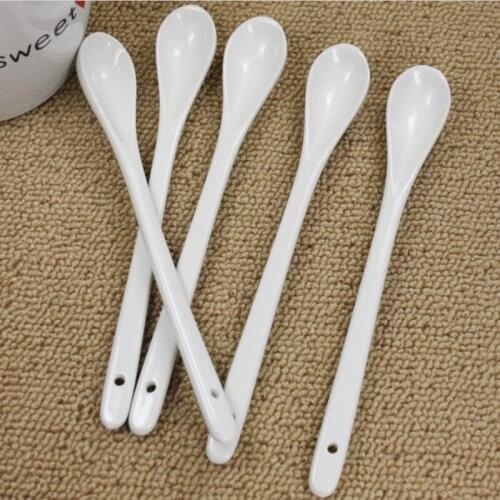 Kitchen Supply Ceramic spoons pure white bone china coffee spoon Tableware tea small spoon Kitchen Tools F20173484