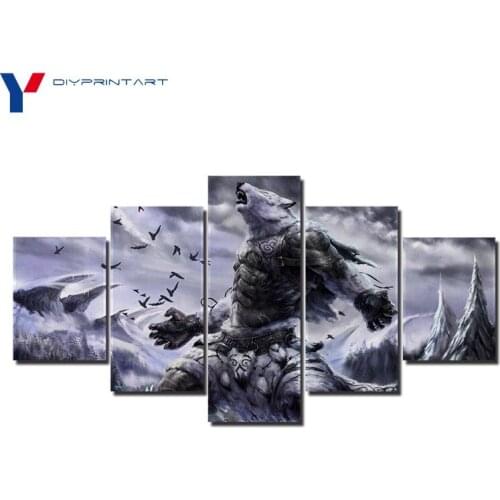 LOL Bear Warrior 5 Pieces Wall Art Canvas Paintings Picture for Living Room Home Decor A0589