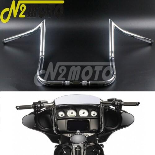 Black 12" 14" 16" Rise Batwing Fairing Bar Ape Hanger Drag Handlebar for Harley Touring Dressers Baggers FLHT FLHTC 1982-UP