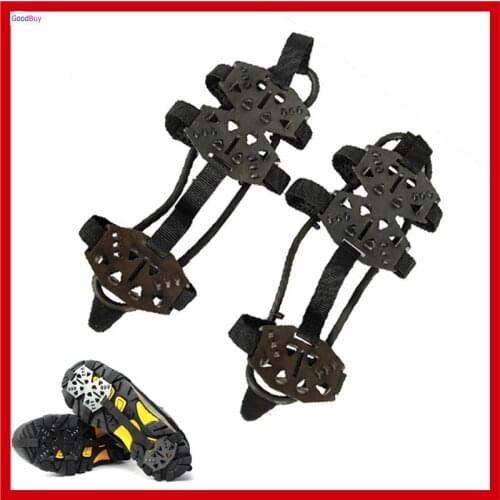 New 18 Teeth Hardened Steel Snow Shoe Boot Ice Gripper Crampon Spike Climbing Hiking Anti Skid Claw Paw Hook