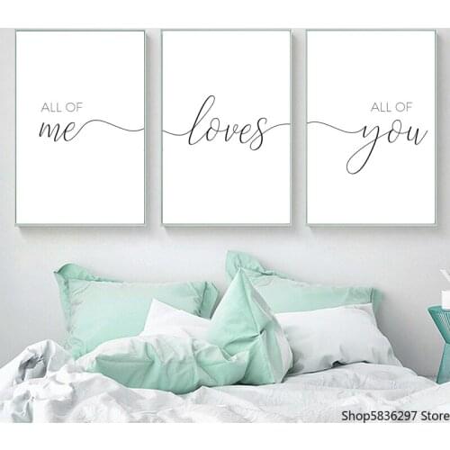 Nordic Style Black White Wall Art Motivational Love Quote Posters and Prints Canvas Painting for Living Room Home Decoration