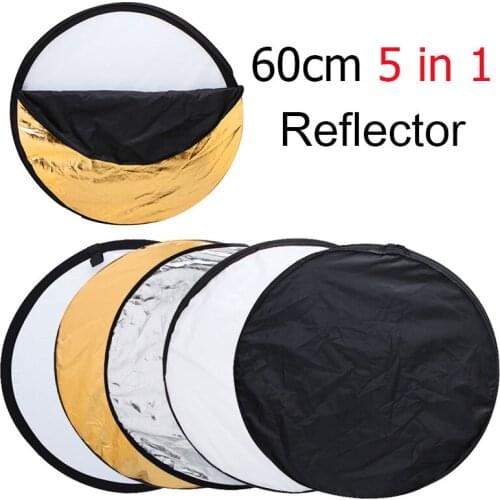 24" 60cm 5 in 1 Portable Collapsible Light Round Photography Reflector for Studio Multi Photo Disc