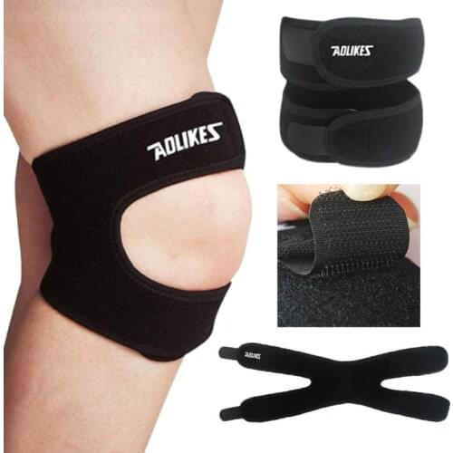 Adjustable Patella Knee Tendon Strap Protector Guard Support Pad Belted Sports Knee Brace Black Kneepads Outdoor