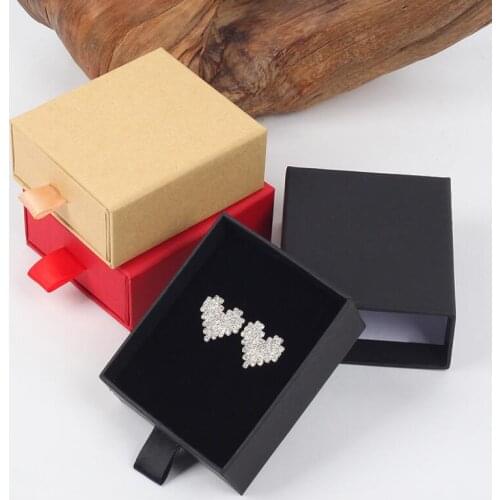 Luxury Elegant 8*7*3cm Drawer Box With Sponge For Jewelry Display Packaging Drawer Box With Ribbon