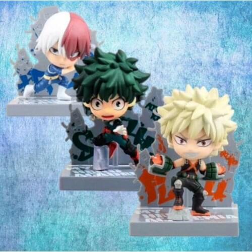Anime My Hero Academia Boku no Hero Akademia Kyun Chara Shoto Lzuku Midoriya Katsuki PVC Action Figure Stand Model Toys gift