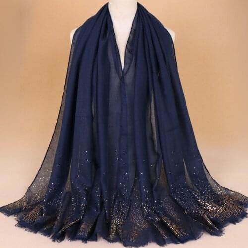 Women Geometry Scarves Hijabs Ironing Gold Glitter Shawls Plain Cotton Fashion Muslim Head Wraps 7color 180*90cm 1PC Retail