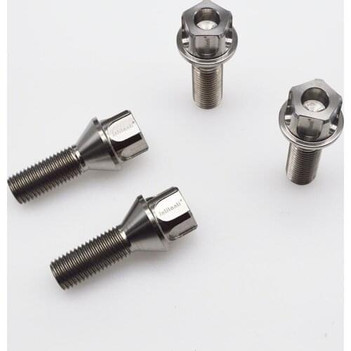 Titanium wheel lug bolts anti-theft M14*1.5*28 cone seat primary