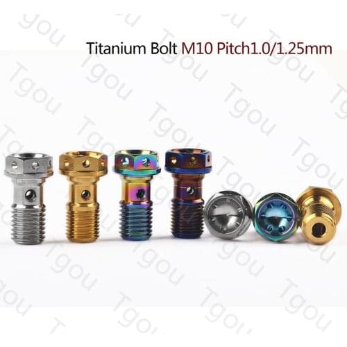 Tgou Titanium Bolt M10 1.0 1.25 Pitch Banjo Screws for Brembo Brake Line & Single Hole Clutch Banjo