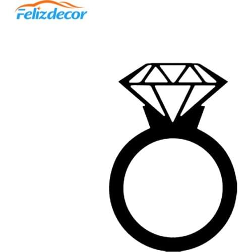 Diamond Wedding Ring Silhouette Vinyl Car Stickers Rear windshield Modern Romantic Decor Waterproof Love Car Decals L358