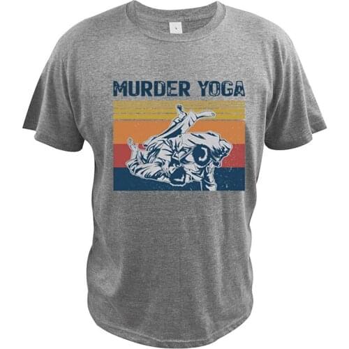 Funny Murder-Yoga T-Shirt Vintage Brazilian Jiu Jitsu Crew Neck Short Sleeve Gifts Funky Retro T Shirt