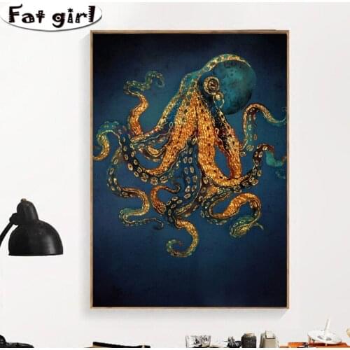 Animal Octopus Diamond Painting Marine Life 5D Diy Mosaic Full Square Round Drill Cross Stitch Embroidery Handmade Wall Decor