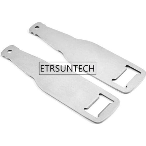 100pcs Creative Bottle Shape Beer Opener Stainless Steel Flat Speed Blade Bottle Cap Opener Remover Bar Tool