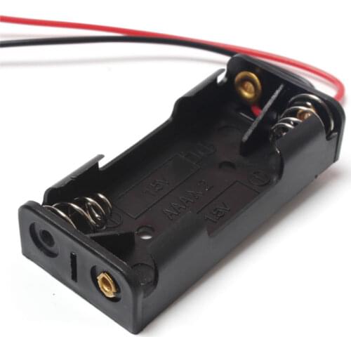 20PCS/lot 2x 1.5V AAA Plastic Black Spring Battery Storage Case Battery Holder battery AA Pack With Black&White 150mm Wire Leads