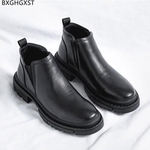 Black Ankle Boots for Men Male Platform Motorcycle Shoes for Man 2021 Chelsea Boots Men Chunky Boots Man Winter Shoes Men Sapato