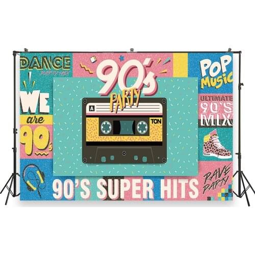 HUAYI Photo Background Newborns Birthday Photography Backdrops Retro 90s Party Decor Custom Studio Photobooth Backdrop XT-7376