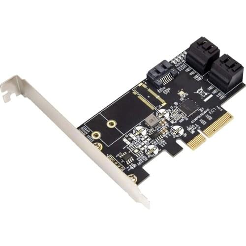 5 Port Non-Raid SATA III 6GB/S Pci-E X4 Controller Card for Desktop PC Support SSD and HDD with Low Profile Bracket