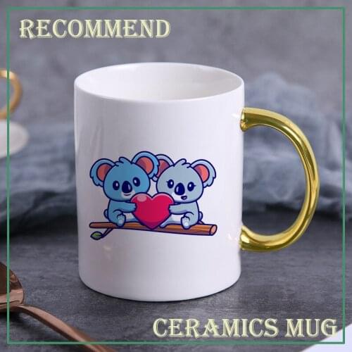 Ceramic Coffee Mug 11OZ Milk Cup Drinkware Koala lovers Pattern Teacup Simple Creative Mugs Gold handle cup KTDW-050