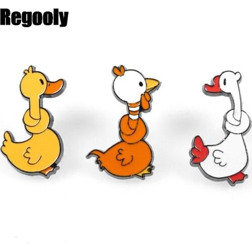 Chicken duck goose Cartoon Anime Girls Metal Enamel Collar Pin Lapel Badge Jewelry Brooch Kids Gifts Accessories