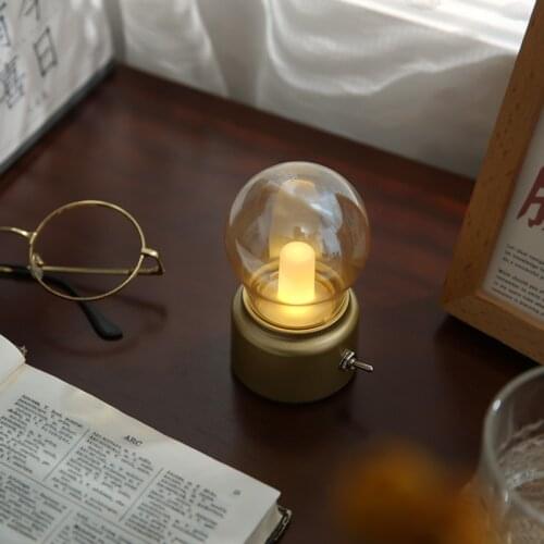 1 Piece Highlight LED Vintage Durable USB Charging Night Light Bulb Lamp for Students Desktop Decoration Ornament