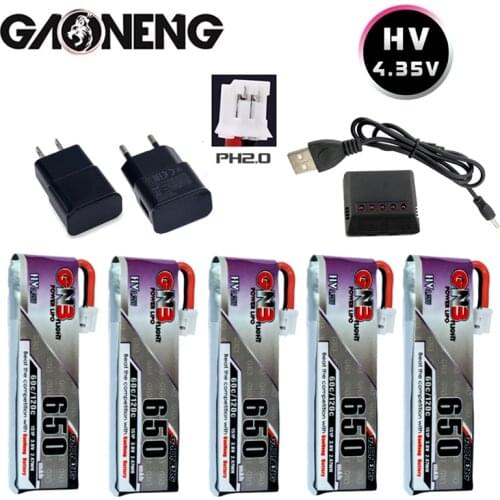 GNB 1S HV Lipo battery 3.8V 650mAh 60C/120C 4.35V PH2.0 Plug for Tinyhawk Snapper7 E010 M80S Tiny7 Beta85 Drone With Charger
