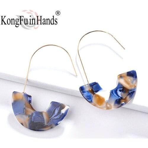 2019New Fashion U-Shaped Leopard Print Pattern Multi-Color Hook Acrylic Bracelet Earrings Simple Pendants Resin Pendant Earrings