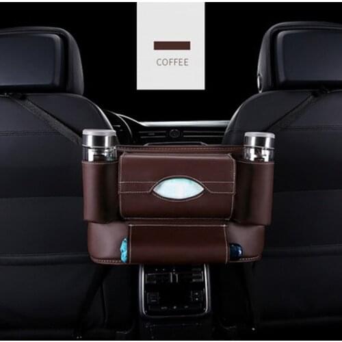 2021 New Advanced Car Net Pocket Handbag Holder PU Leather Between Car Seat Storage Black PU Leather Interior Accessories