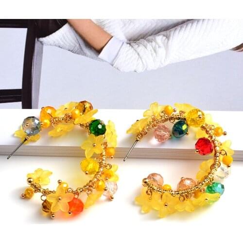 New Design Handmade Colorful Crystals Round Earrings High-Quality Fashion Trend Pendiente Jewelry Accessories For Women