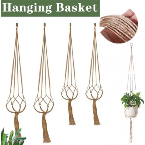 Hanging Basket Rope Plant Hanger Handmade Macrame Baskets Flower Pots Holder for Balcony Yard Planter Decor Knotted Lifting Rope